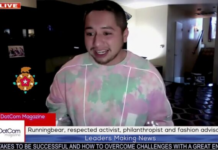 Runningbear Ramirez, well-respected activist, philanthropist, and fashion expert, The DotCom Magazine Zoom Interview
