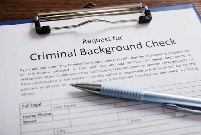 Close up of criminal background check
